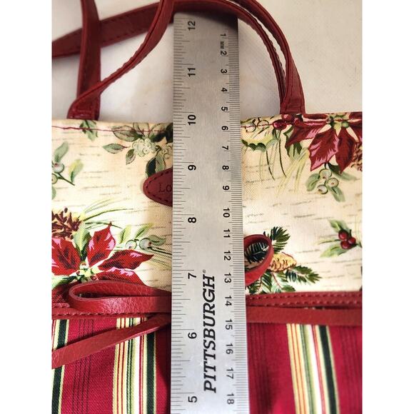 PURSE/SMALL TOTE-LONGABERGER-Red Green-Holiday Colors-Snap Closure - Picture 7 of 9